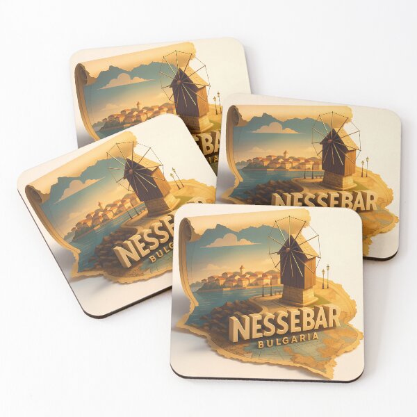 Item preview, Nessebar Bulgaria - Wooden Windmill Coastal Map Illustration - diorama designed and sold by darekkocurek.