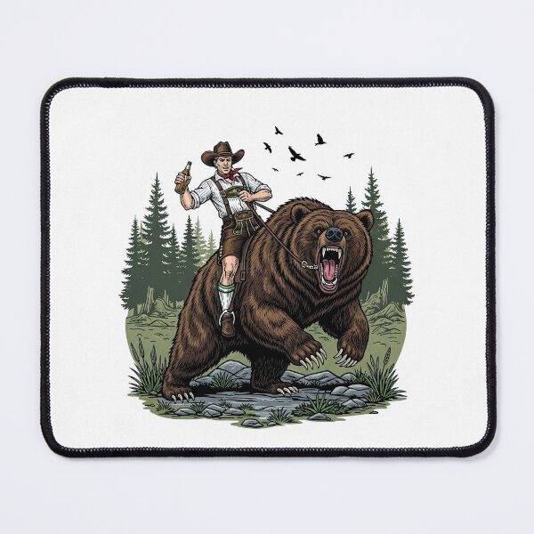 Item preview, Cowboy Riding a Giant Grizzly Bear Wilderness designed and sold by TeeARTHY.