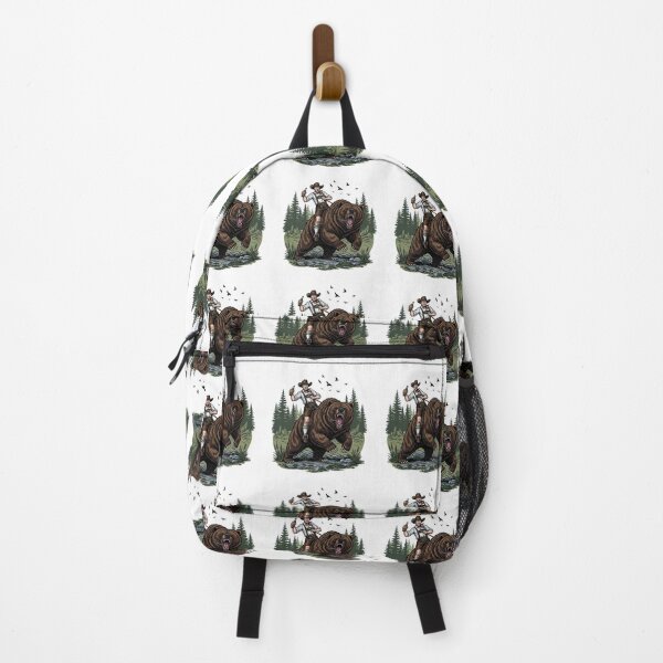 Item preview, Cowboy Riding a Giant Grizzly Bear Wilderness designed and sold by TeeARTHY.