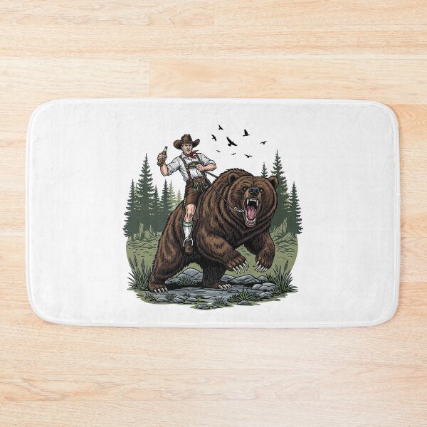 Item preview, Cowboy Riding a Giant Grizzly Bear Wilderness designed and sold by TeeARTHY.