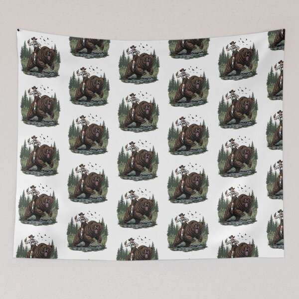 Item preview, Cowboy Riding a Giant Grizzly Bear Wilderness designed and sold by TeeARTHY.