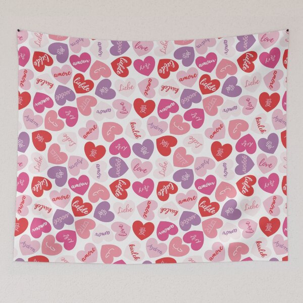 Item preview, love in different languages hearts pattern designed and sold by winterpumpkin.