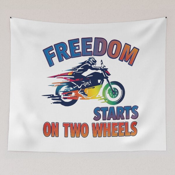 Item preview, Freedom Starts on Two Wheels – Minimal Motorcycle Lifestyle T-Shirt designed and sold by RMTrendy.