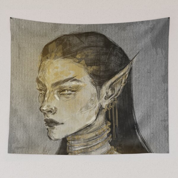 Item preview, FANTASY ELF WOMAN PORTRAIT YELLOW designed and sold by LIS AND MELIVERSO.