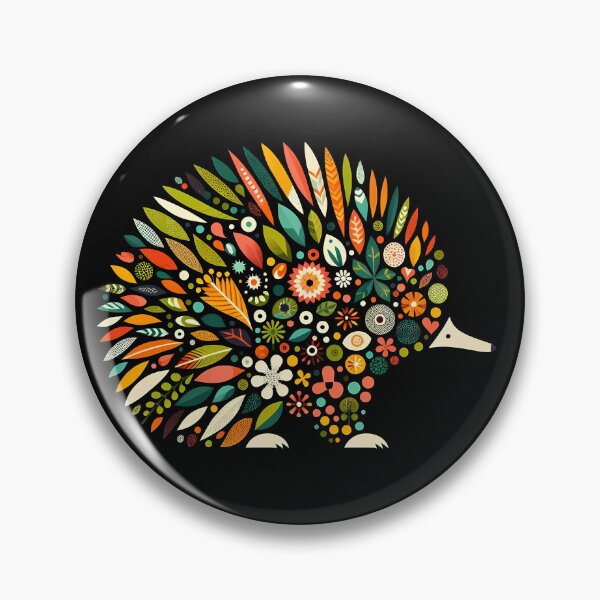 Item preview, Floral Echidna with Folk Motifs – Scandinavian Folk Art by heidiannemorris © designed and sold by FOLK ART FUSION by heidiannemorris.