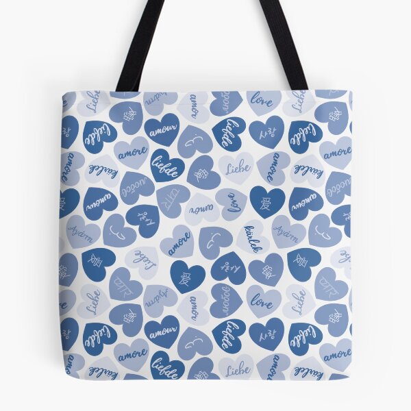 Item preview, love in different languages blue pattern designed and sold by winterpumpkin.