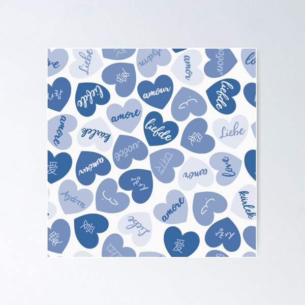Item preview, love in different languages blue pattern designed and sold by winterpumpkin.
