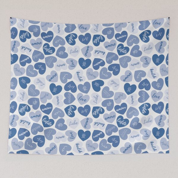 Item preview, love in different languages blue pattern designed and sold by winterpumpkin.