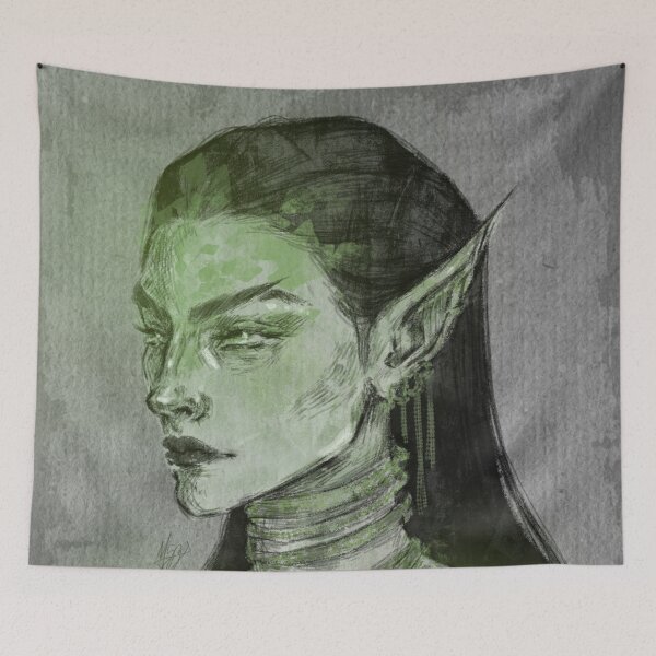 Item preview,  FANTASY ELF WOMAN PORTRAIT LIME GREEN designed and sold by LIS AND MELIVERSO.