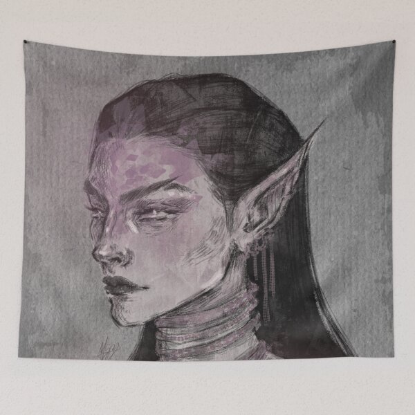 Item preview, FANTASY ELF WOMAN PORTRAIT PINKISH GREY designed and sold by LIS AND MELIVERSO.