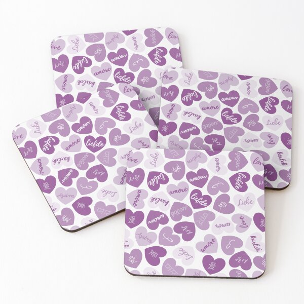 Item preview, love in different languages purple pattern designed and sold by winterpumpkin.