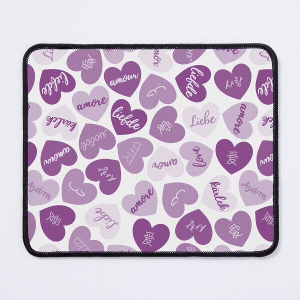 Item preview, love in different languages purple pattern designed and sold by winterpumpkin.