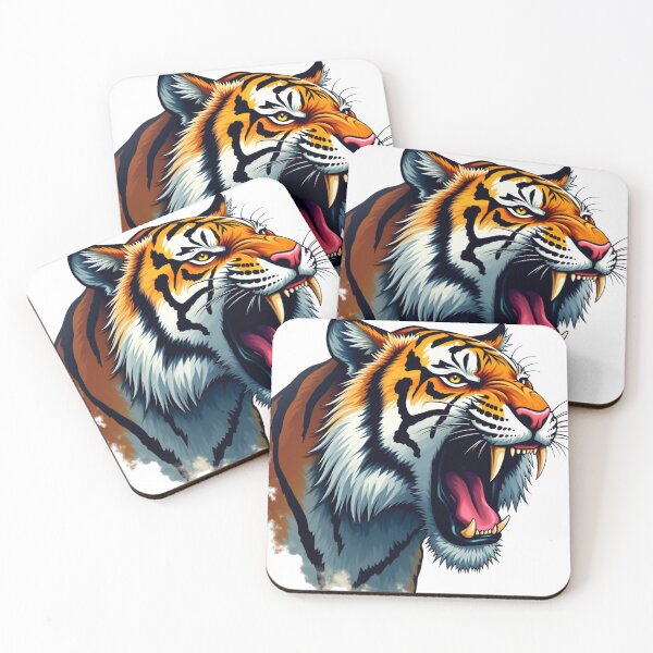 Item preview, Roaring Tiger – Fierce Wild Tiger Face Illustration designed and sold by Mr_Butterfly.