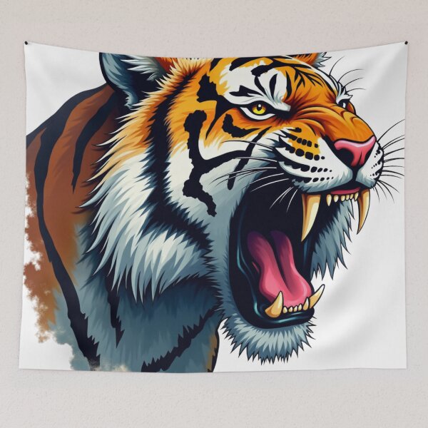Item preview, Roaring Tiger – Fierce Wild Tiger Face Illustration designed and sold by Mr_Butterfly.