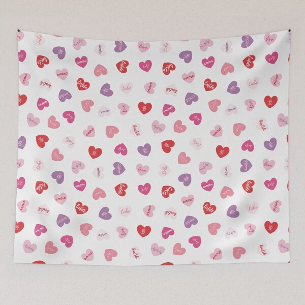 Item preview, love in different languages tiny hearts pattern designed and sold by winterpumpkin.