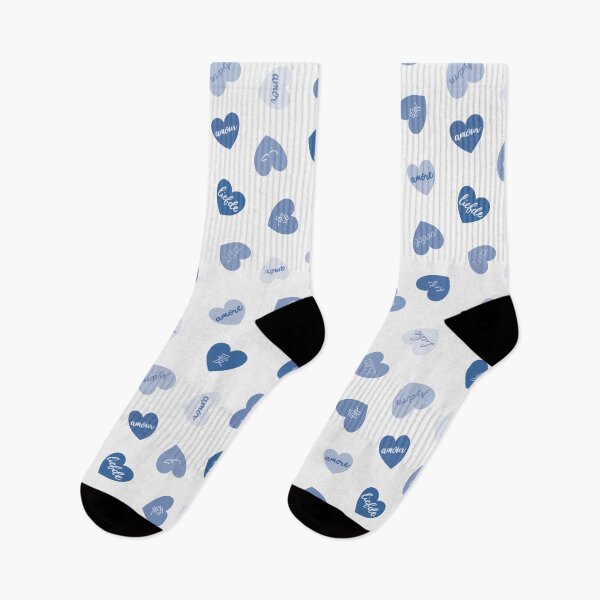 Item preview, love in different languages blue tiny hearts pattern designed and sold by winterpumpkin.