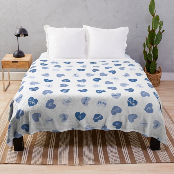 Item preview, love in different languages blue tiny hearts pattern designed and sold by winterpumpkin.