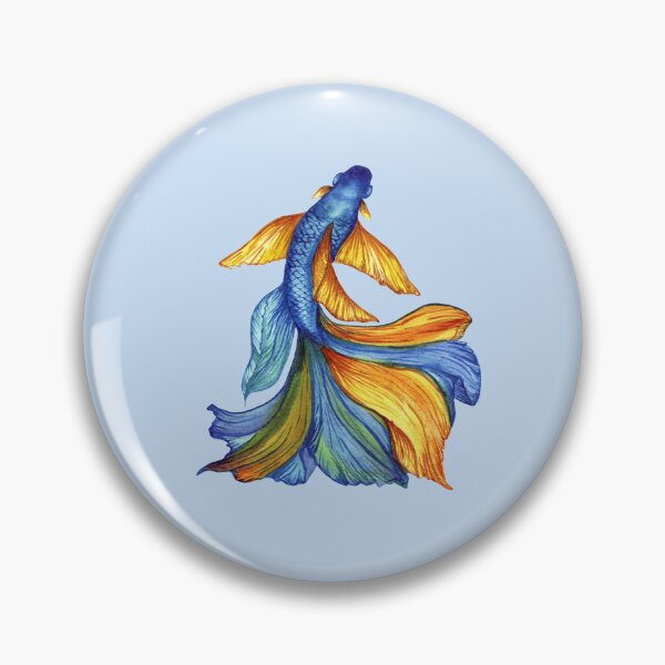 Item preview, Blue-yellow fish, Ukrainian art, Petrykivka style, author's drawing designed and sold by Sunflower-7.