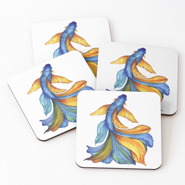 Item preview, Blue-yellow fish, Ukrainian art, Petrykivka style, author's drawing designed and sold by Sunflower-7.