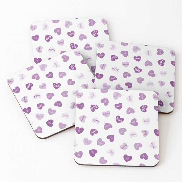 Item preview, love in different languages purple tiny hearts pattern designed and sold by winterpumpkin.