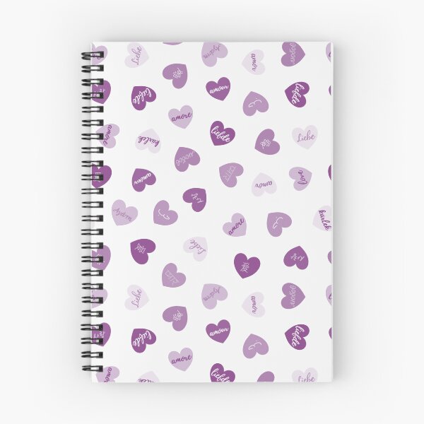 Item preview, love in different languages purple tiny hearts pattern designed and sold by winterpumpkin.