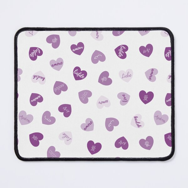 Item preview, love in different languages purple tiny hearts pattern designed and sold by winterpumpkin.