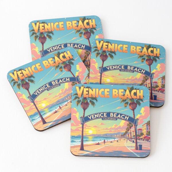 Item preview, Venice Beach, California, USA: Vintage-Style Painterly Travel Poster designed and sold by LSVart.