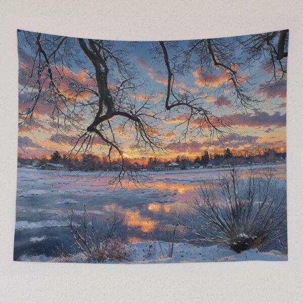 Item preview, A winter evening at Maschsee lake, Hanover designed and sold by sid1802.