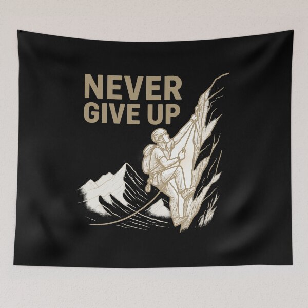 Item preview, Never Give Up - Bold Climber Line Art designed and sold by MKreative Studio.