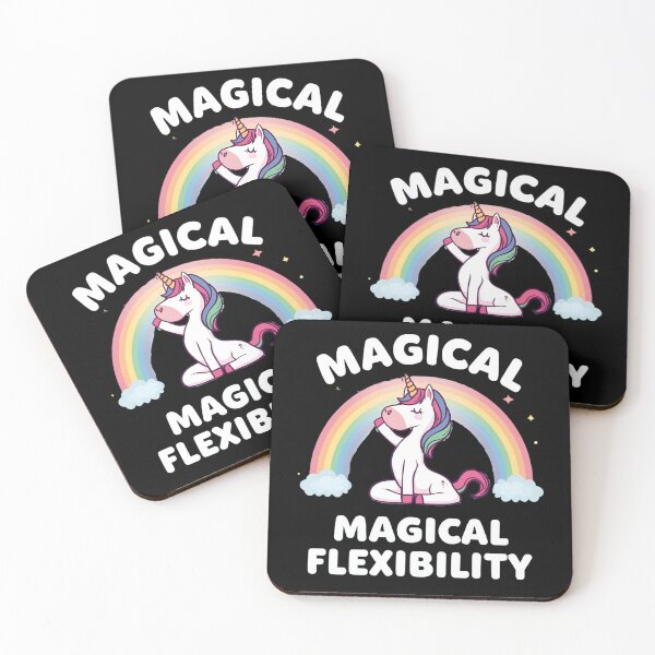 Item preview, Unicorn doing yoga pose and rainbow aura shining, Magical Flexibility 6 designed and sold by Neon G.