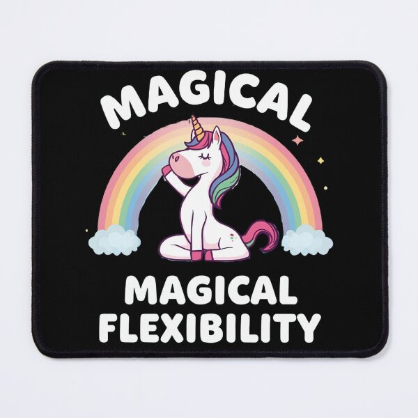 Item preview, Unicorn doing yoga pose and rainbow aura shining, Magical Flexibility 6 designed and sold by Neon G.