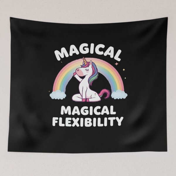 Item preview, Unicorn doing yoga pose and rainbow aura shining, Magical Flexibility 6 designed and sold by Neon G.
