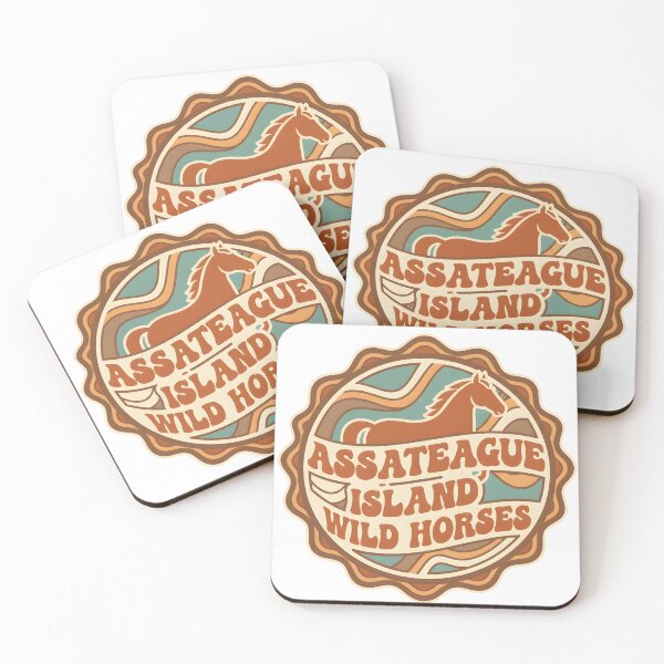 Item preview, Assateague Island Wild Horses – Retro Coastal Badge designed and sold by KivaroArt.