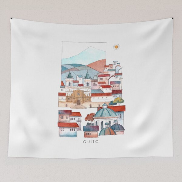 Item preview, Quito Watercolor Cityscape Art designed and sold by ReynoIllustration.