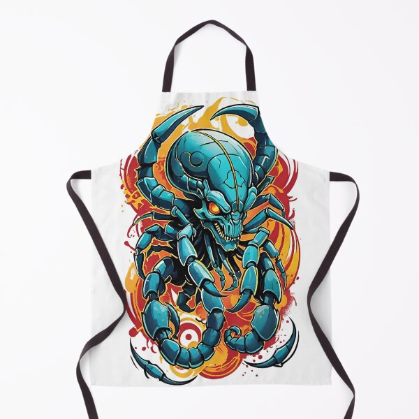 Item preview, Teal Scorpion Mech with Fiery Background designed and sold by newvisionart191.