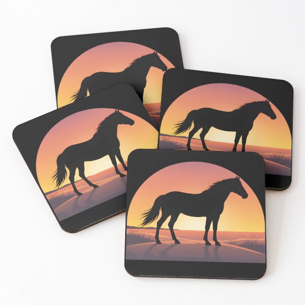 Item preview, Assateague Wild Horse at Sunset – Coastal Silhouette Art designed and sold by KivaroArt.