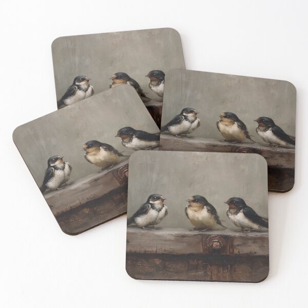 Item preview, Three Swallows Perched on a Beam designed and sold by lautir.