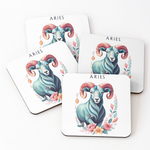 Item preview, Teal Aries Ram with Floral Accents designed and sold by newvisionart191.