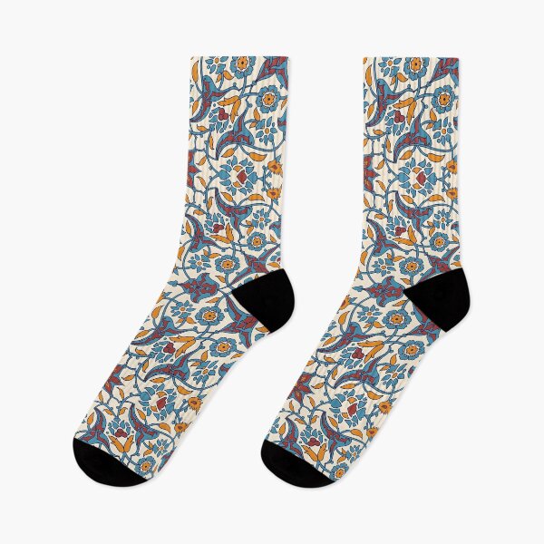 Item preview, Seville Mosaic Tile Floral Pattern – Blue Orange Mediterranean Arabesque designed and sold by ArtDesignRemix.