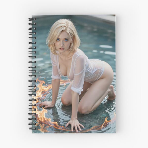 Item preview, Blonde woman in white by pool with flames designed and sold by CathryneDelamort.
