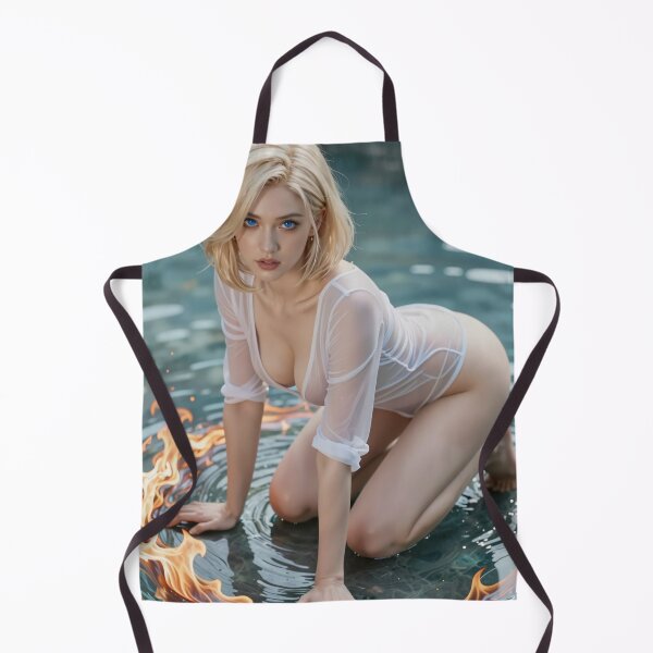Item preview, Blonde woman in white by pool with flames designed and sold by CathryneDelamort.