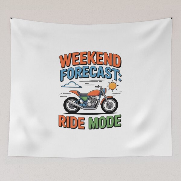 Item preview, Weekend Forecast: Ride Mode – Funny Motorcycle Lifestyle T-Shirt designed and sold by RMTrendy.