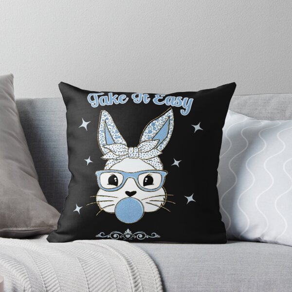 Item preview, Cute Blue Bunny Blowing Bubble Take It Easy designed and sold by AlienOccupation.