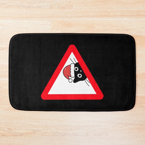 Item preview, Beware of Cats – on Black Funny Sneaky Santa Cat E.U. Warning Sign Design designed and sold by Artycom.