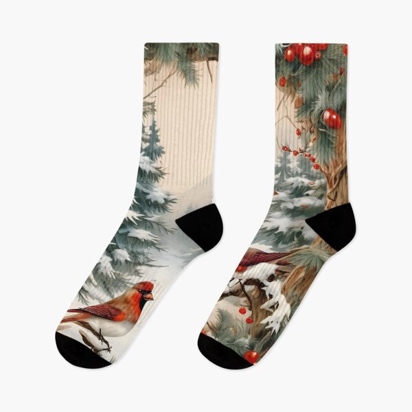 Item preview, Vintage Red Bird Snow Winter Forest  designed and sold by DrewRomeoCo.