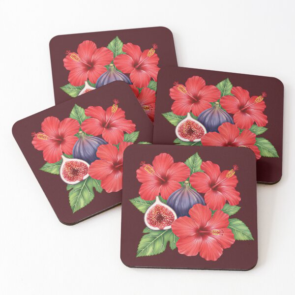 Item preview, Tropical Red Hibiscus Flowers and Fresh Figs designed and sold by LinaValearte.