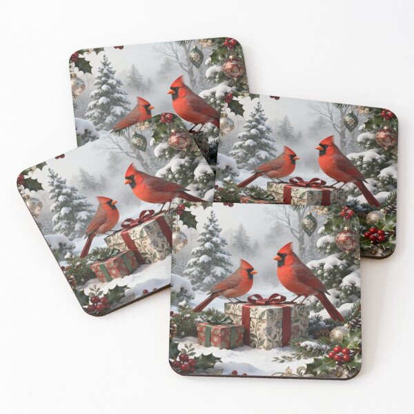 Item preview, Red Cardinal Christmas Winter Snowy Pines designed and sold by DrewRomeoCo.