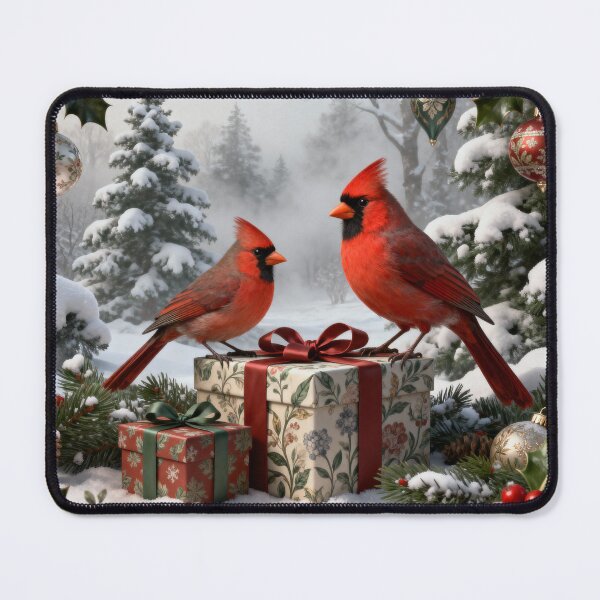 Item preview, Red Cardinal Christmas Winter Snowy Pines designed and sold by DrewRomeoCo.