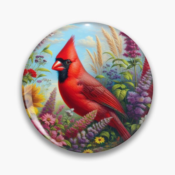 Item preview, Red Cardinal Bird And Wildflowers    designed and sold by DrewRomeoCo.