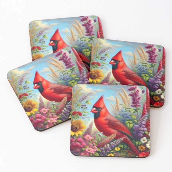 Item preview, Red Cardinal Bird And Wildflowers    designed and sold by DrewRomeoCo.
